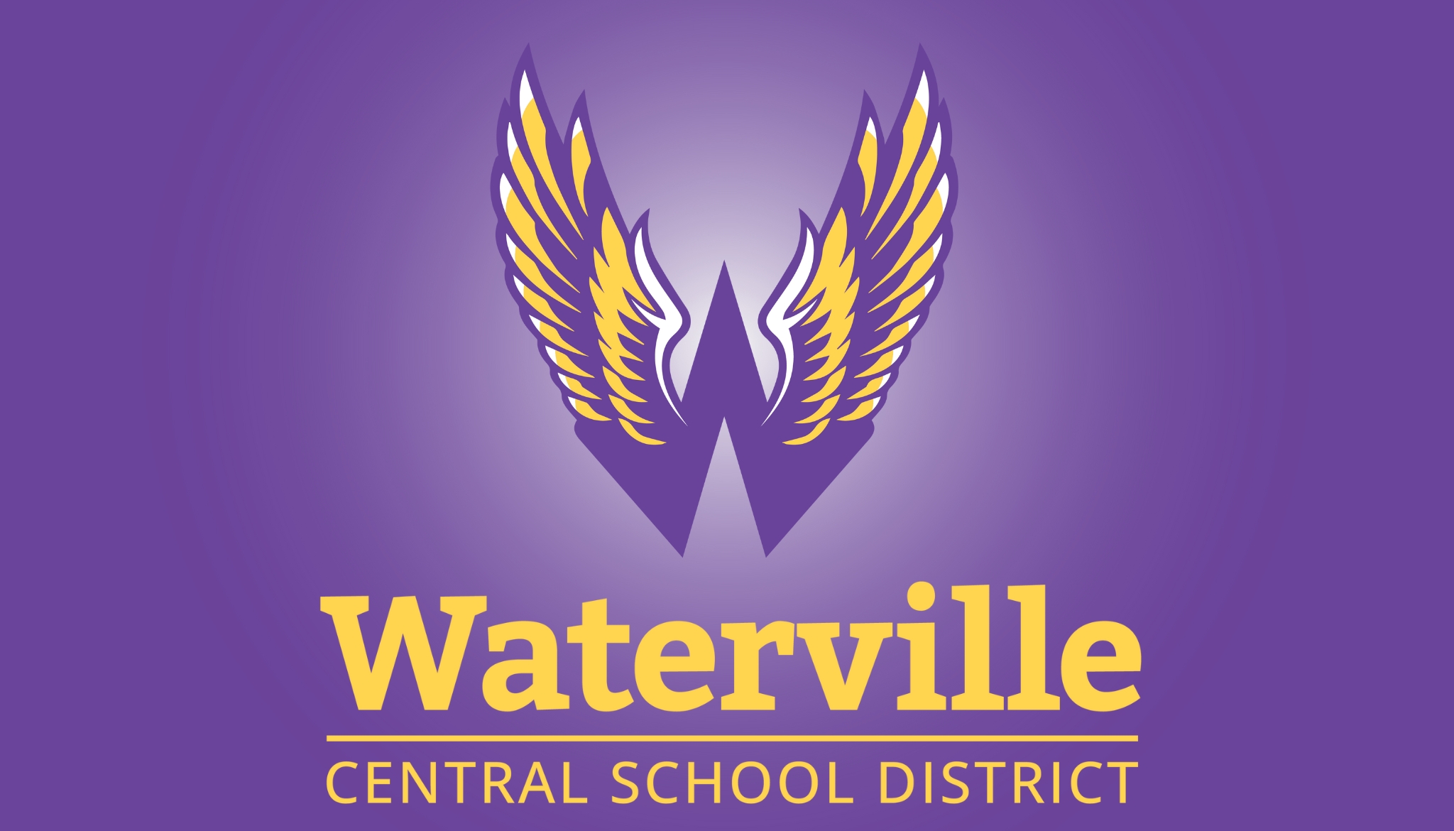 The Waterville Central School District in text underneath a winged W logo.